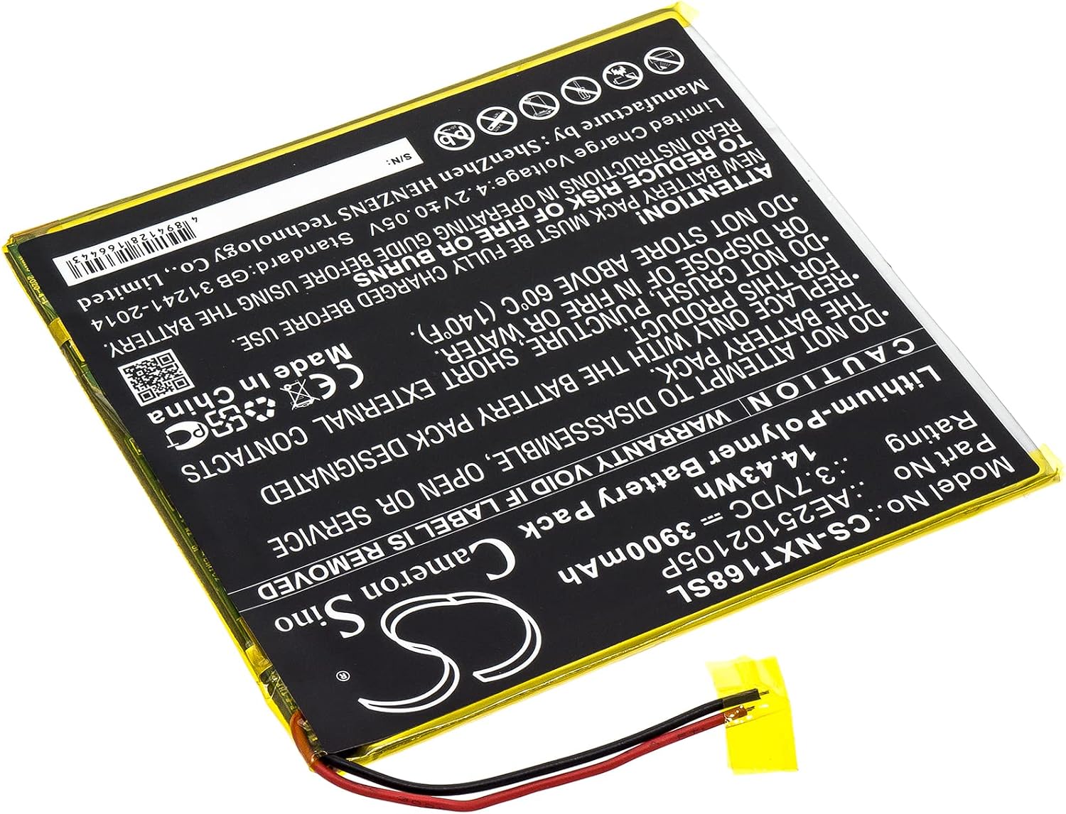 Cameron Sino Battery for Ares 8A, NX16A8116KPK PN: AE25102105P 3900mAh / 14.43Wh