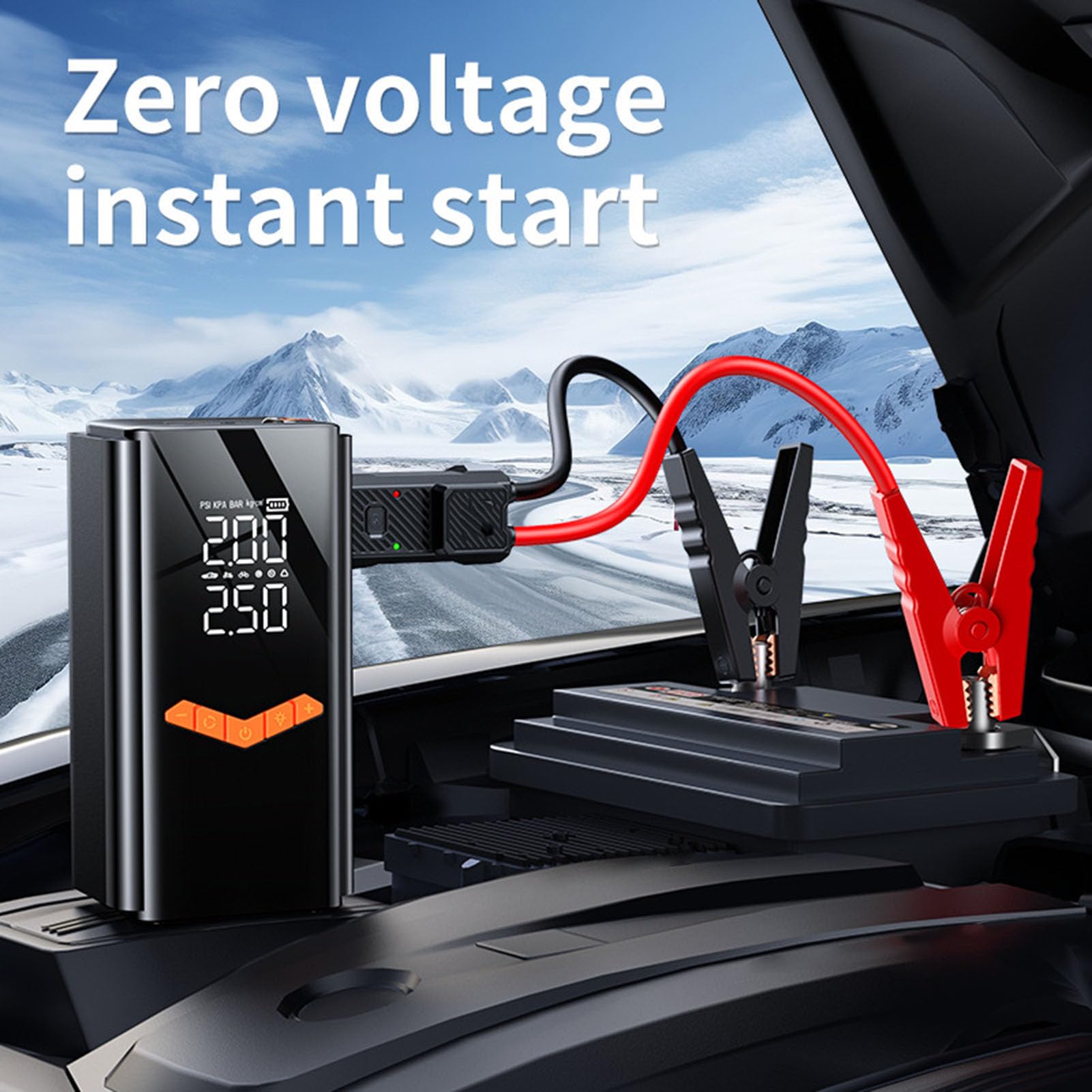 Luocute Avviatore di Emergenza per Auto Portatile, Batteria di Emergenza da 10000 MAh con Luce LED e Gonfiatore per Pneumatici per Auto, Camion, SUV