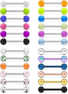 24-48PCS 16G Nipple Rings Straight Barbells Surgical Steel Tongue Rings Nipplerings Body Piercing Jewelry for Women Men 14-22MM