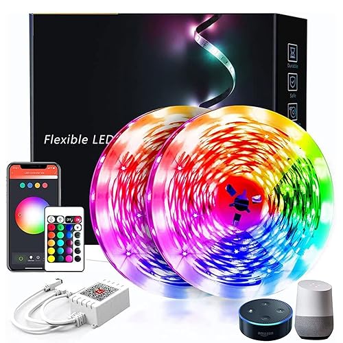 phopollo RBG Led Strip Lights for Bedroom, 15m Smart Led Strip Lights Compatible for Alexa & Google Assistant Google Home Smart WiFi & App Control Music Sync Mode Hue Led Lighting (2 Rolls of 7.5m) - 15m