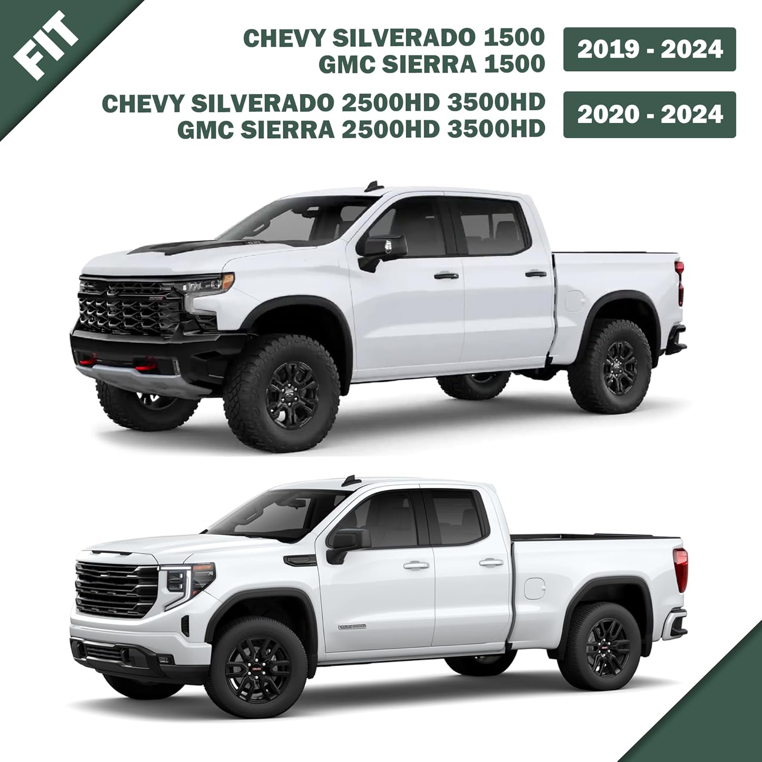 Rear Under Seat Storage Box Compatible with 2019-2024 Chevy Silverado 1500 & GMC Sierra 1500, 2020-2024 2500HD 3500HD Double Cab & Crew Cab, Extra Storage Organizer, ABS Material, Black