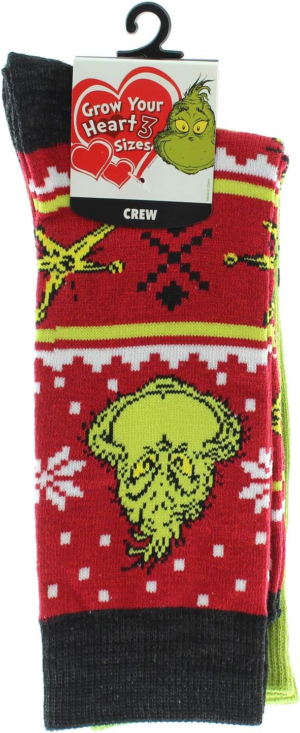 Dr Seuss The Grinch Grinchmas Adult Holiday Crew Socks 2 Pair - Image 5