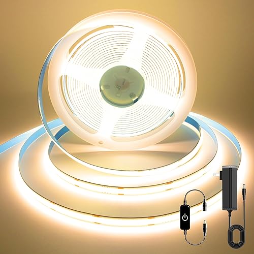 Miniatura 14 de Tira de luz LED COB, tira de luz LED blanca de 16.4 pies, tira de luz LED regulable 4000K de blanco neutro brillante, CRI92+, 8mm de ancho, cinta de