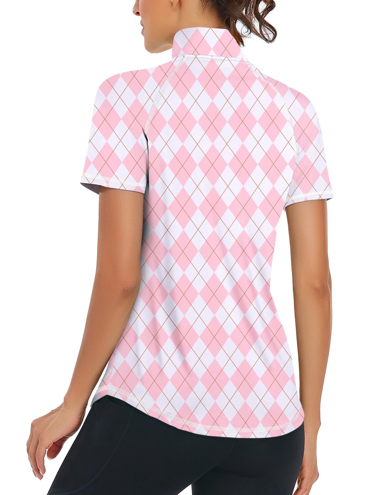 Syphiby Polo de sport à manches courtes pour femme, fermeture éclair 1/4, évacuation de l'humidité, haut de golf, sport, entraînement, course à pied, T-shirt S-XXL