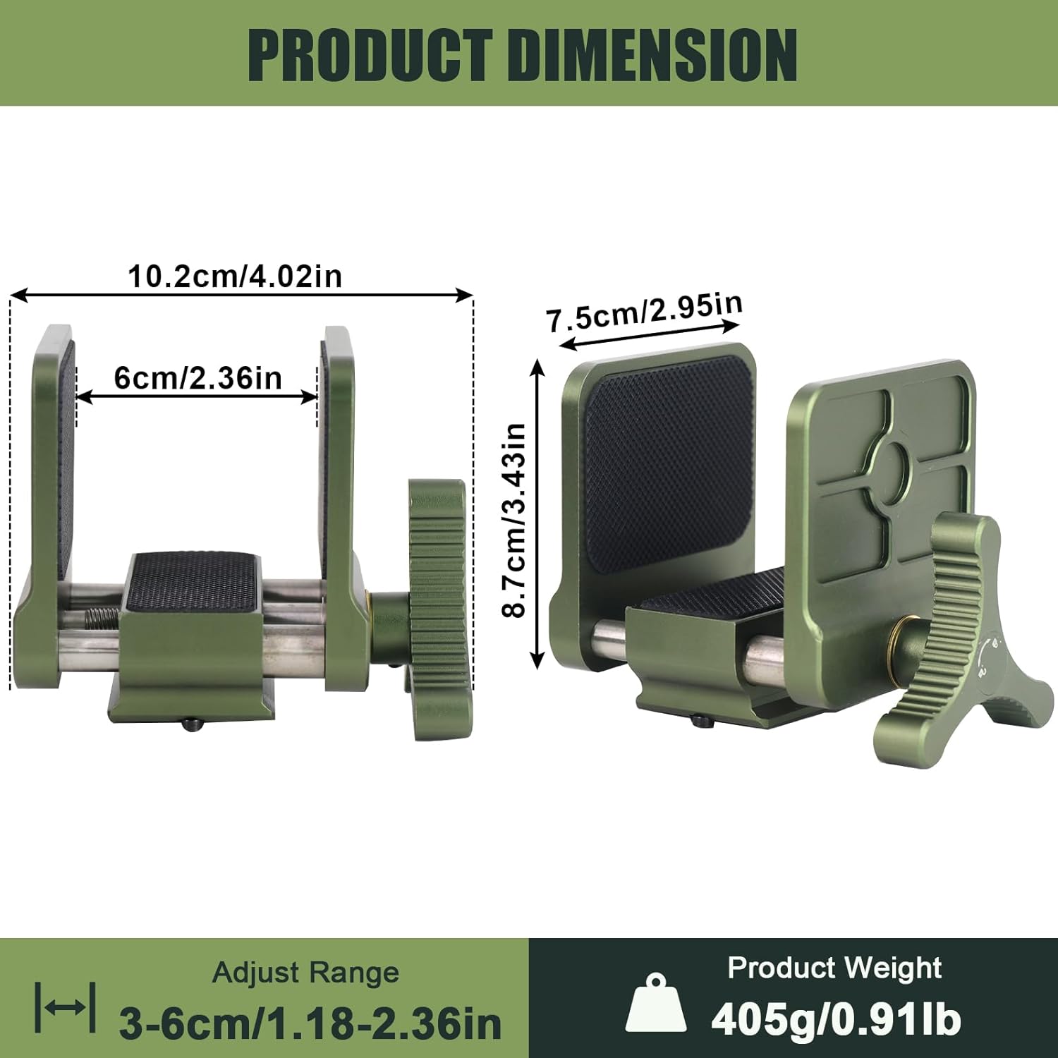 Tactical Gun Rifle Clamp Shooting Tripod Rest, Aluminum Tripod Mount Head with 1/4" & 3/8" Screw Holes, Universal 2 in 1 Clamp, Multifunction Clamp for Shooting Target, Range and Outdoors