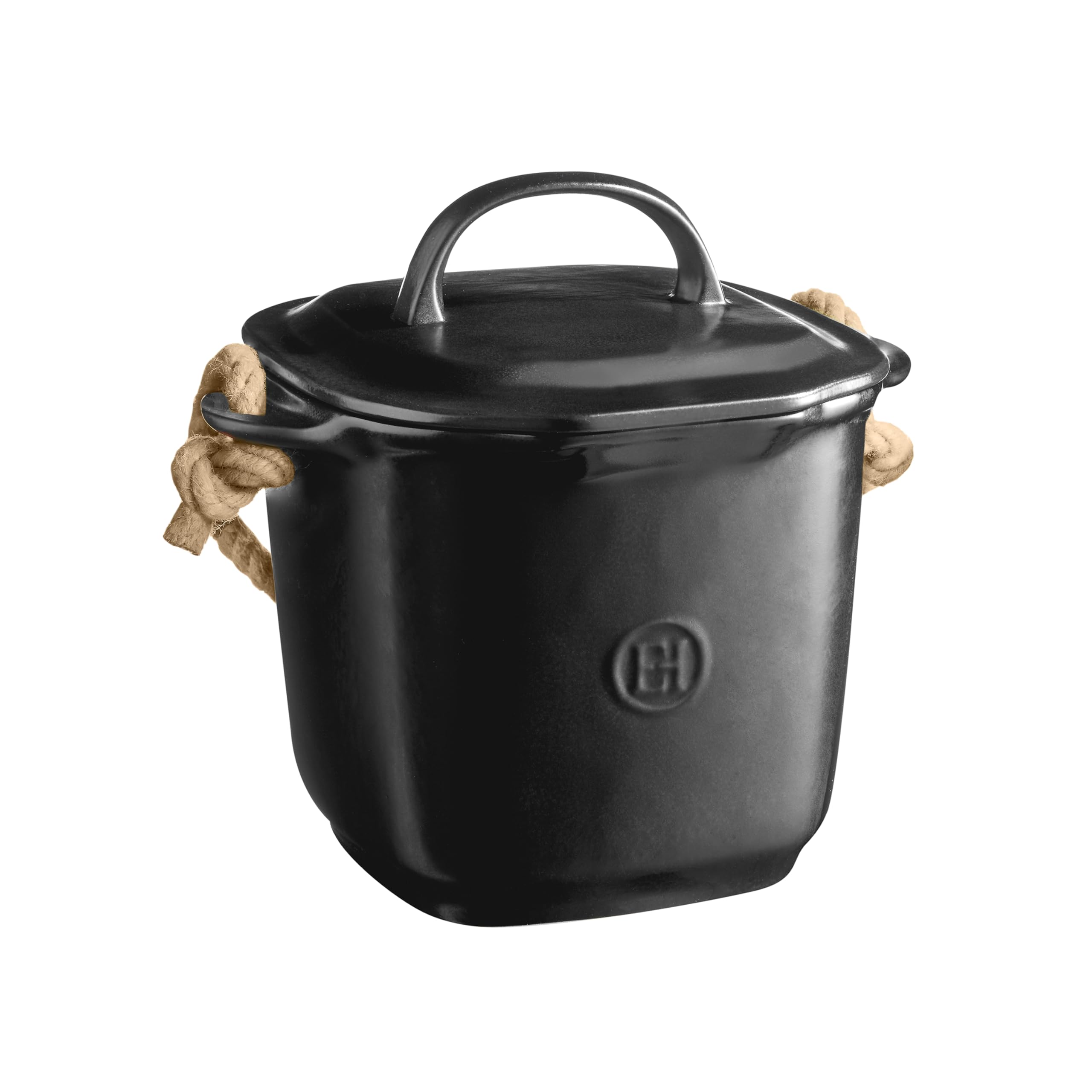 Komposteimer, 4 l, Keramik, Design und praktisch, geruchsneutral und leicht zu reinigen, Trüffelschwarz