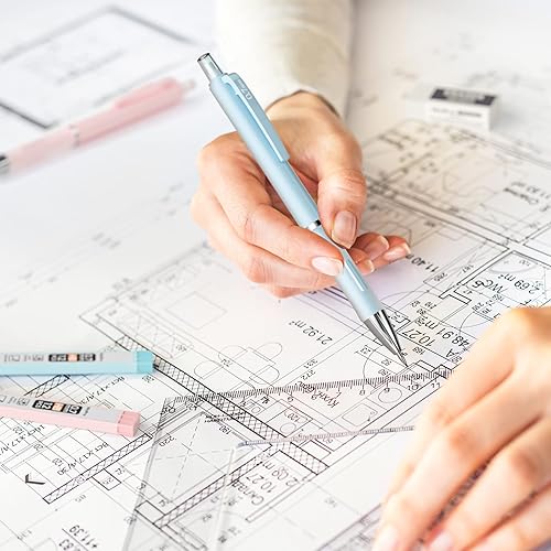 Miniatura 8 de Nicpro Juego de 3 lápices mecánicos con estuche, lápices de 0.028 in con 6 tubos de repuesto de plomo HB, 3 borradores, 9 piezas de repuesto