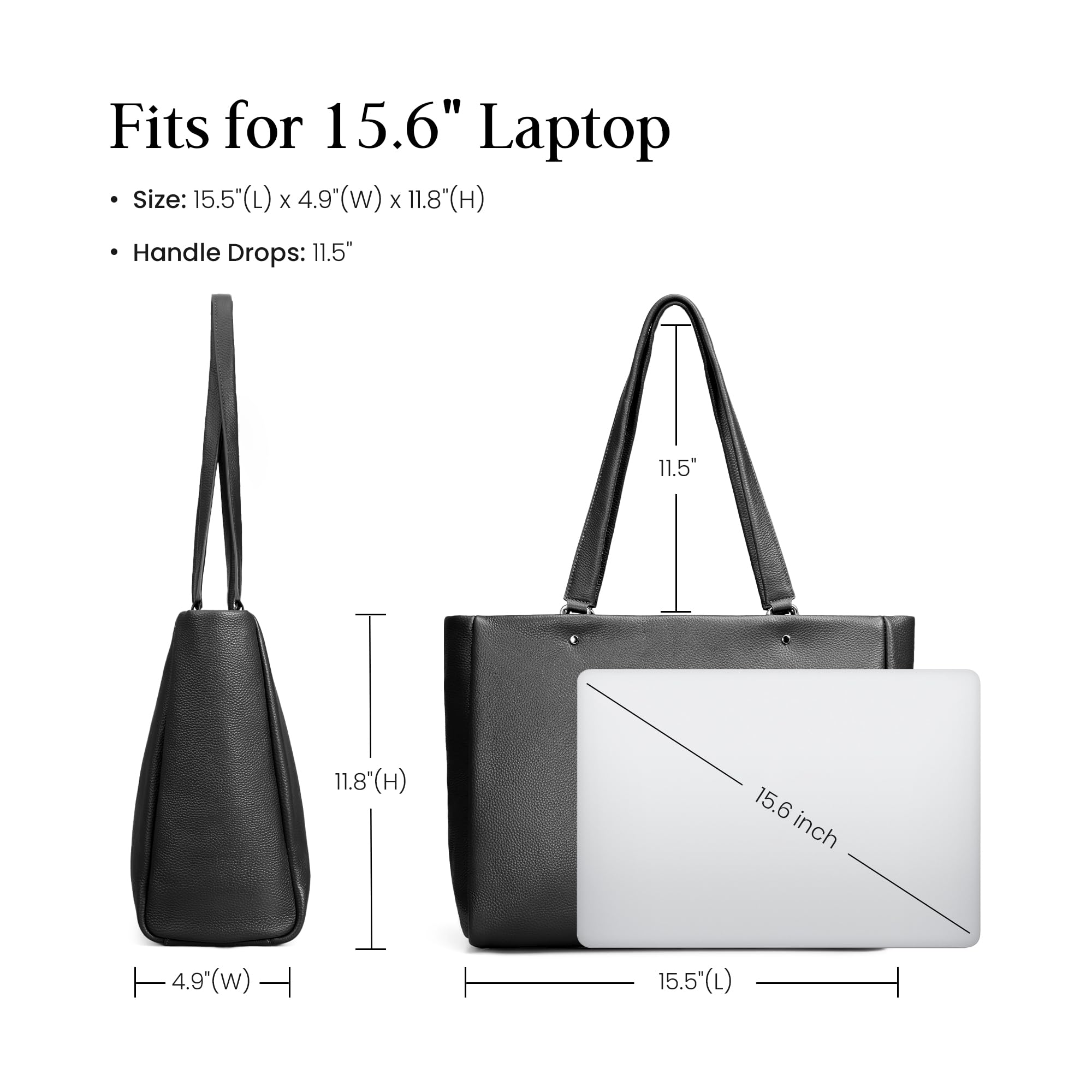 befen Laptop-Tragetasche aus echtem Leder für Damen, Schultertasche, Handtasche mit 38,1 cm (15 Zoll) Fach