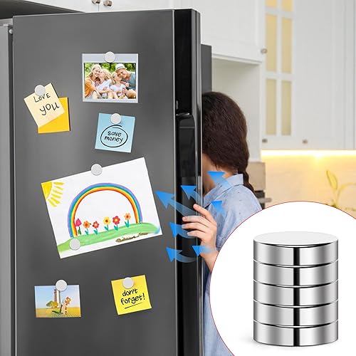 Miniatura 65 de Imanes para refrigerador, 50 unidades, redondos y pequeños, de neodimio de 0.39 x 0.12 pulgadas, para pizarra blanca, manualidades, bricolaje