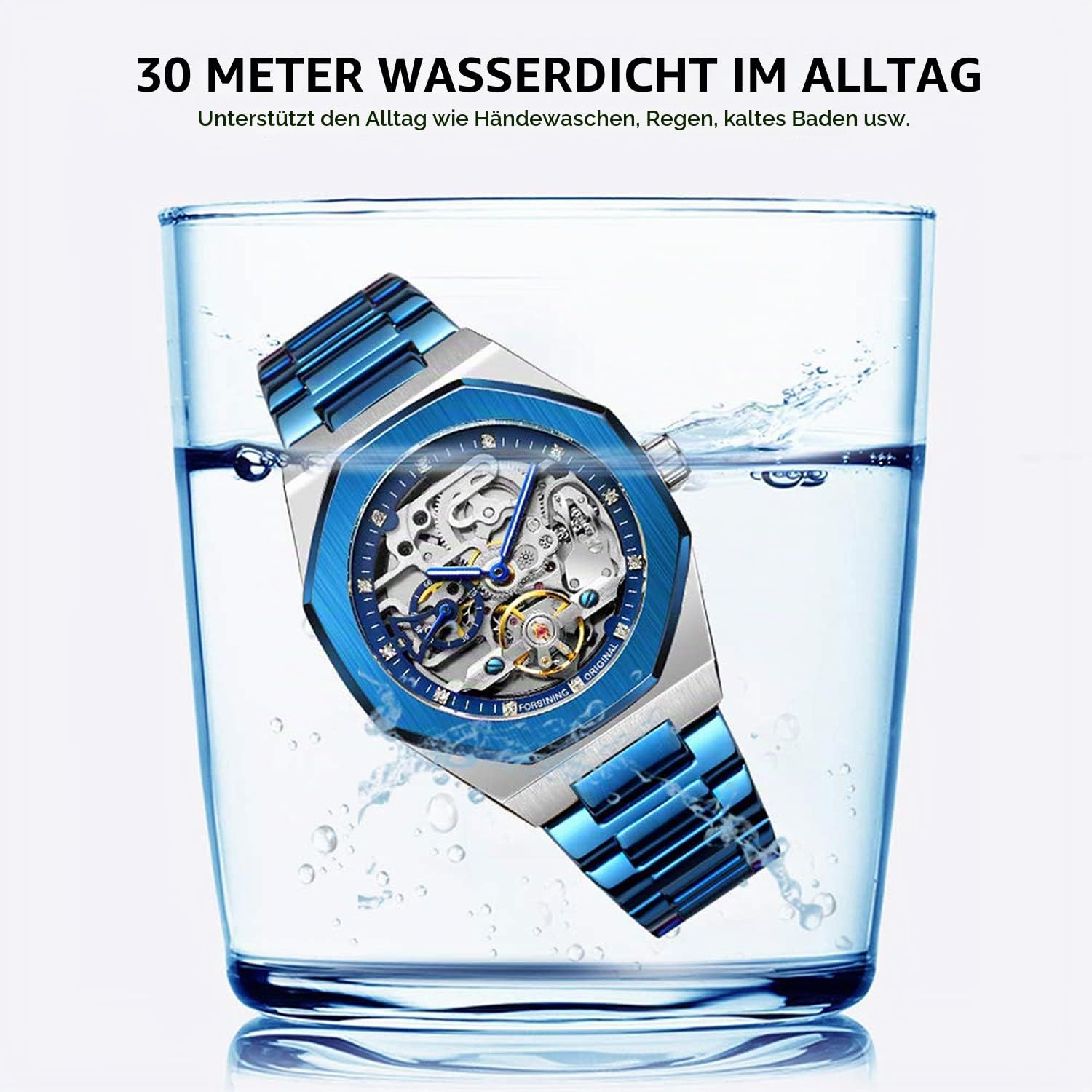 Tiong Business Automatic Herren Mechanische Uhr Skeleton Edelstahl Wasserdicht Mechanische Automatikuhr Herren…