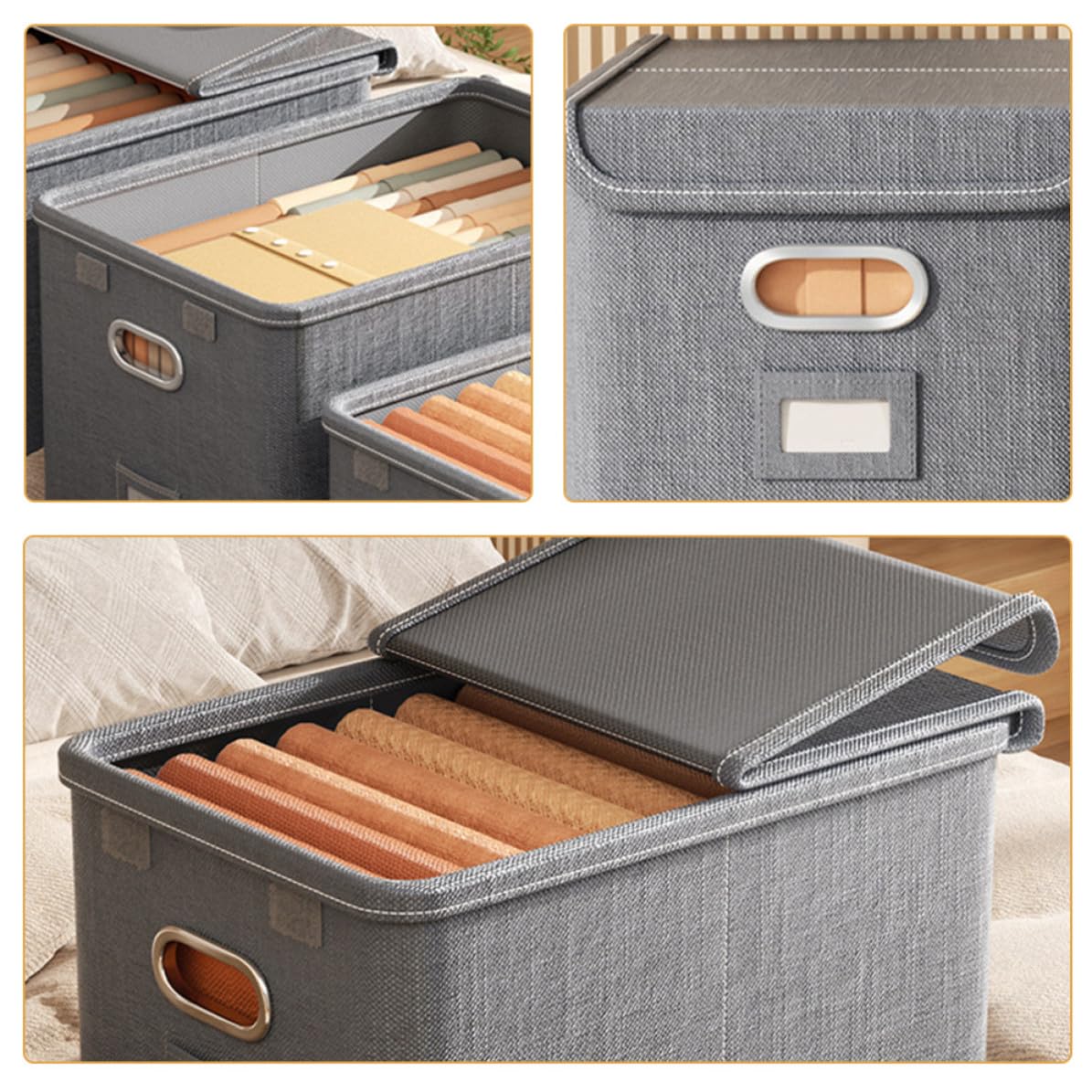 Faltbarer Kleiderorganizer mit Deckel, Große Baumwolle Leinen Box