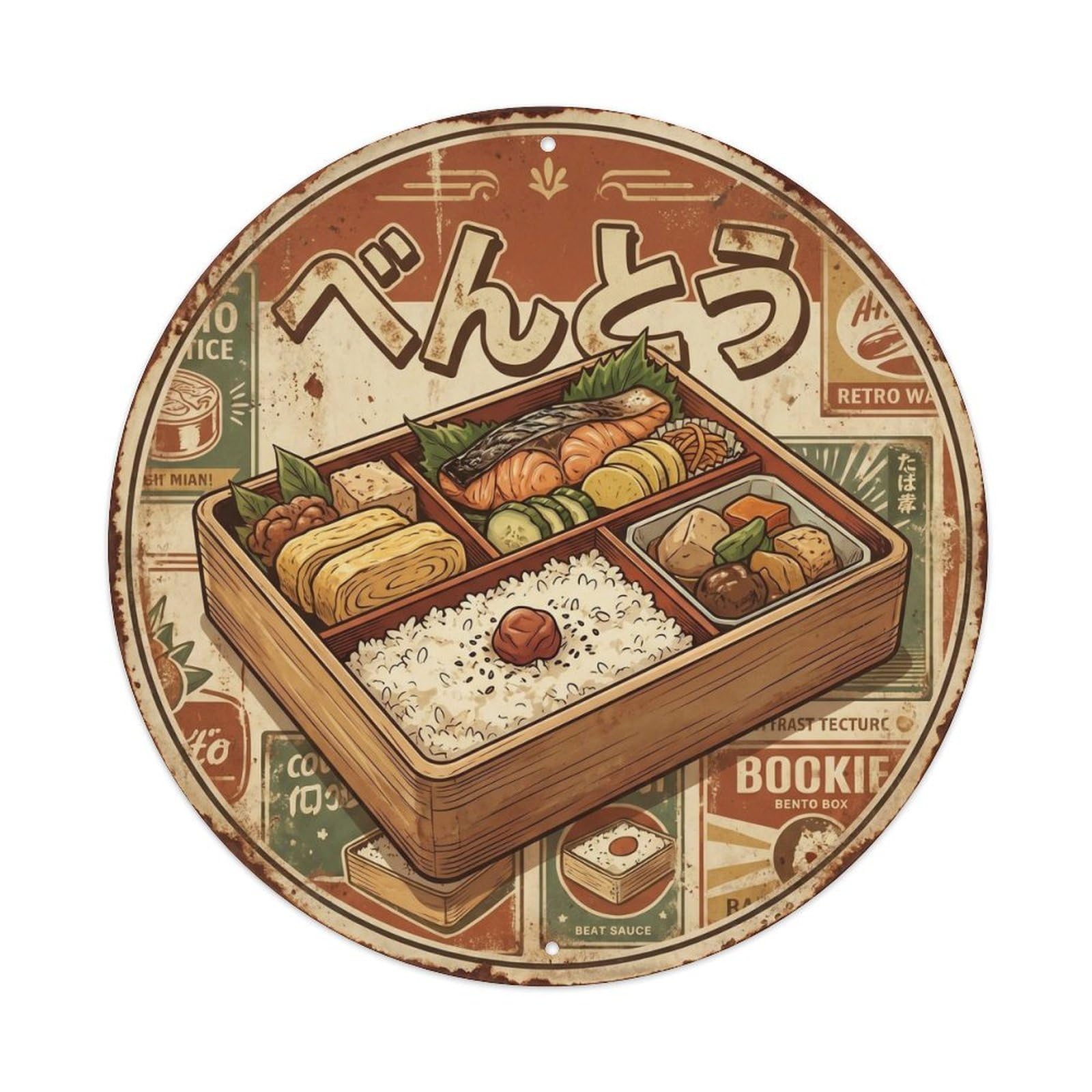 Cxhjca 8X8inch(20X20cm) Bento Japanese Rice Bowl Vintage Americana Food Cuisine Metal Tin Sign