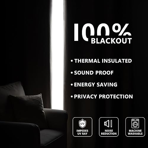 Miniatura 7 de Juego de 2 paneles de cortinas opacas de 84 pulgadas de largo, cortinas 100% opacas para dormitorio, sala de estar, cortinas de oscurecimiento con