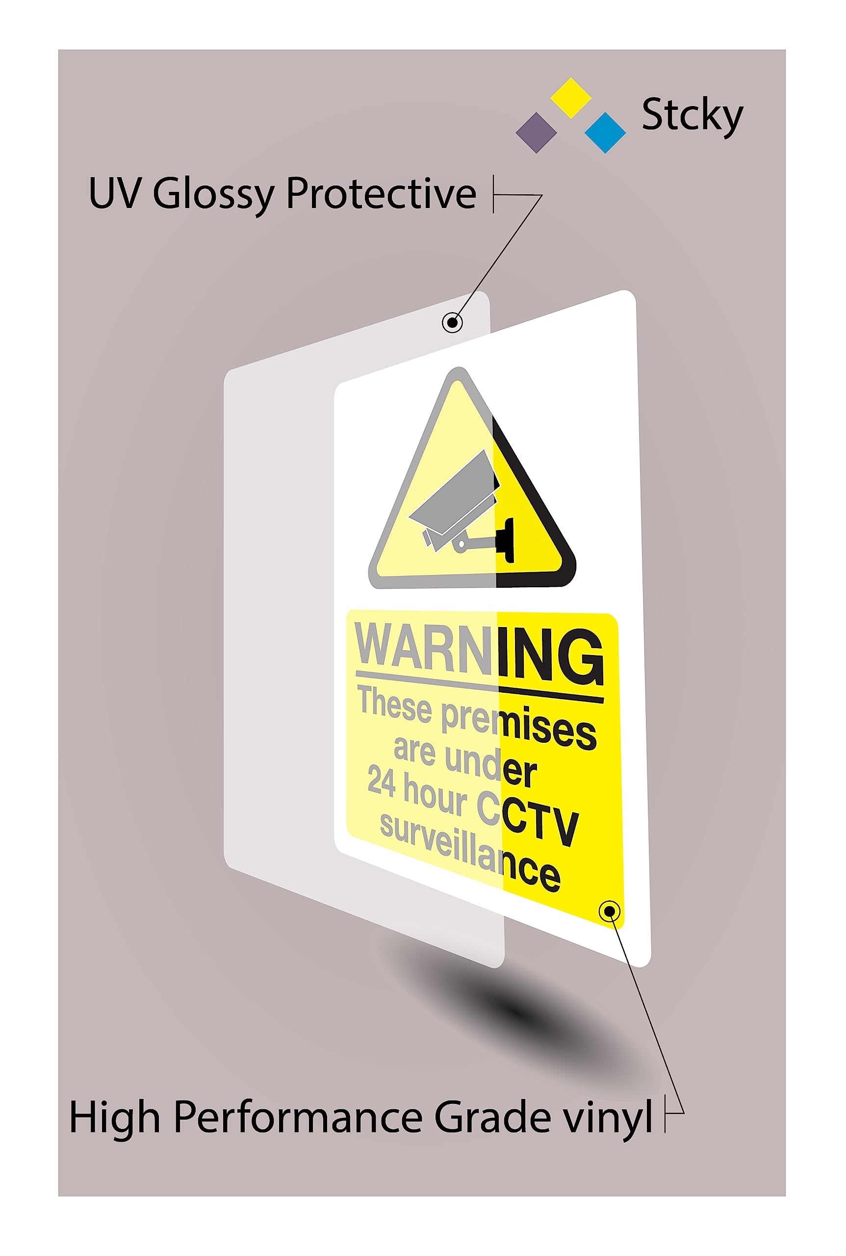 stcky 24 Hours CCTV Surveillance 20 x 15 cm (Pack of 3), 24 hr's CCTV Surveillance Sign (gtru25078), 200 x 150 mm - Image 3