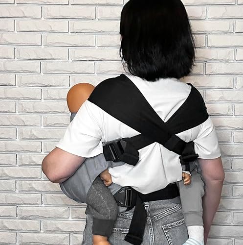 Vista 2 de Portabebés de cadera doble para bebés, color gris, ergonómico, 100% algodón, para gemelos, de 4 a 18 meses (10 a 33 libras cada uno), cómodo
