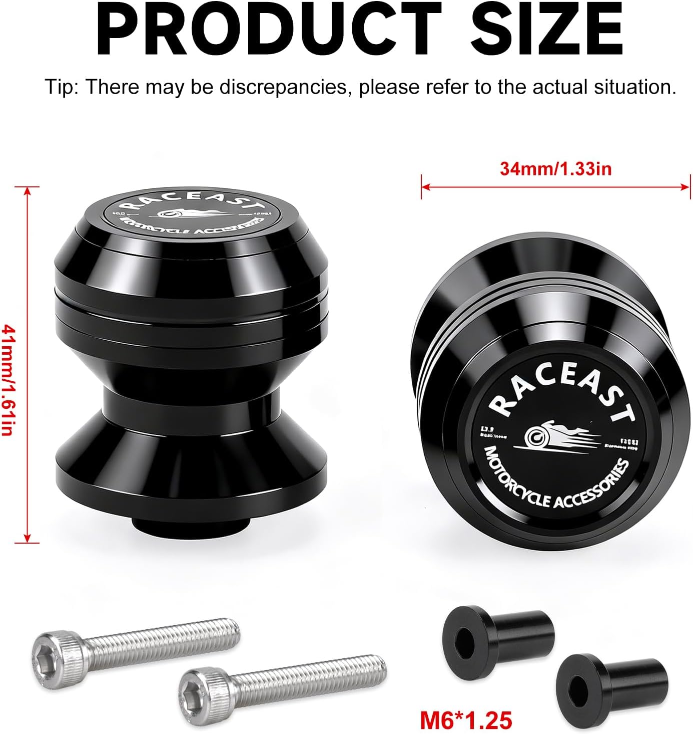 M6 Swing Arm Spool Sliders Universal CNC 6MM Rear Swingarm Sliders Stand Compatible With R7 YZF R1 R3 R6 R6S YZF600R FZ1 FZ6 FZ6R FZ8 FJ09 FZ09 FZ10 MT09 MT10 (Black - M6)
