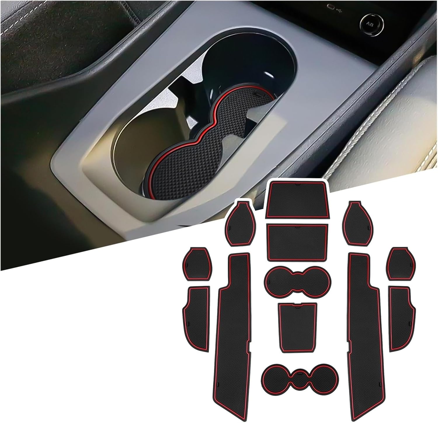 Door Groove Mat Compatible with Q4 e-tron 2021-2025 Car Anti-Slip Mat Rubber Gate Slot Pads Auto Q4 e-tron Accessories 2024(Red)