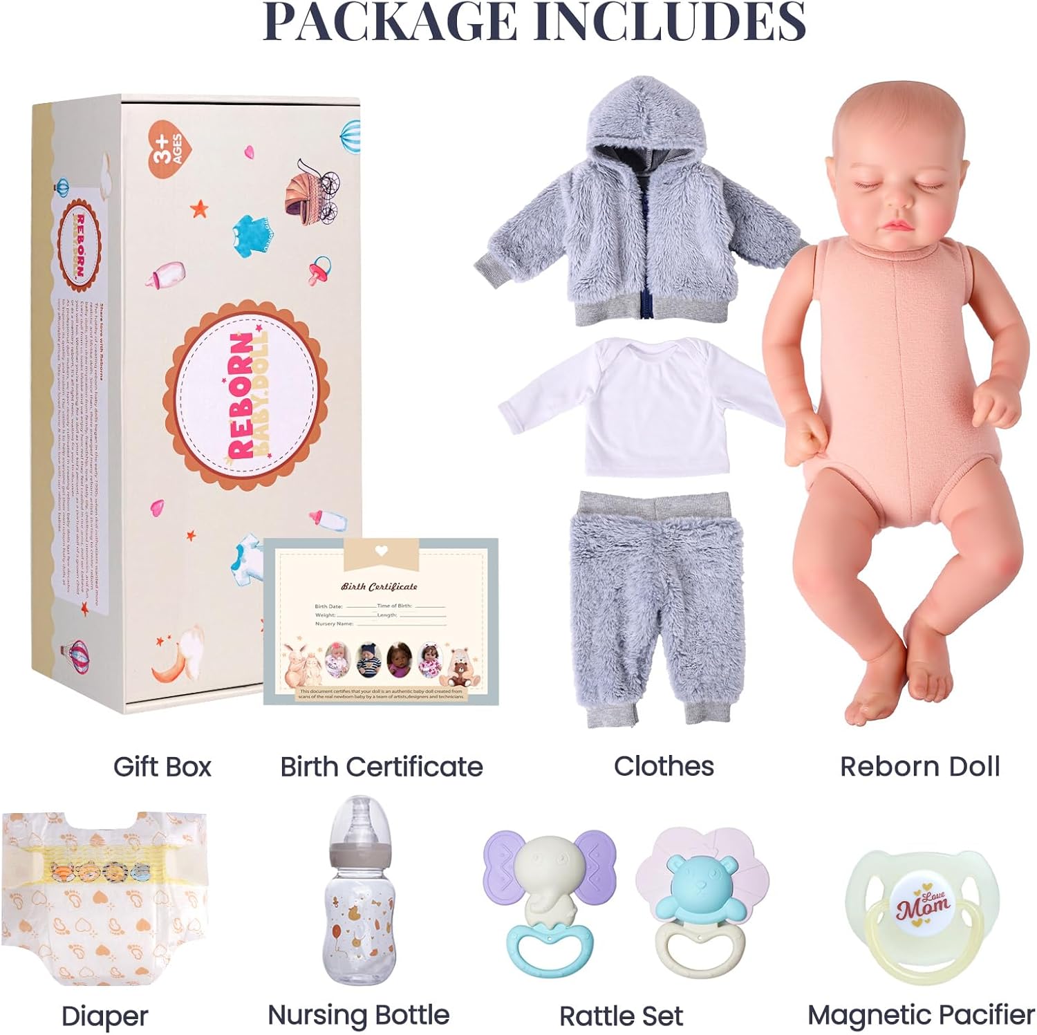 BABESIDE Lifelike Reborn Baby Dolls, 20 Inch Realistic Real Life Baby Dolls Poseable Doll Soft Vinyl and Cloth Body Baby Dolls with Clothes and Toy Gift for Kids Age 3+
