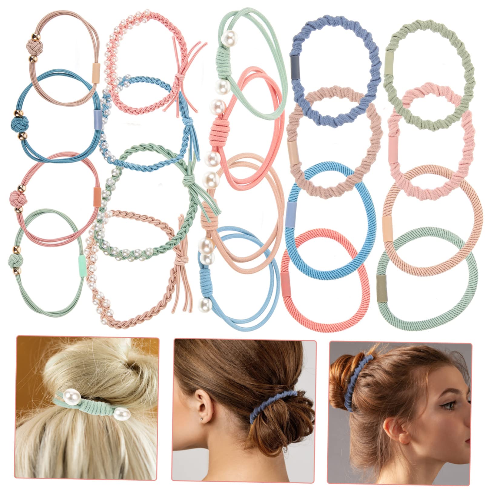 GALPADA 100stücke Perlen-haarreifen Elastische Haargummis Für Zöpfe Und Hochsteckfrisuren Boho-stil Haaraccessoires Für Partys Und Alltag Für Damen Und Mädchen