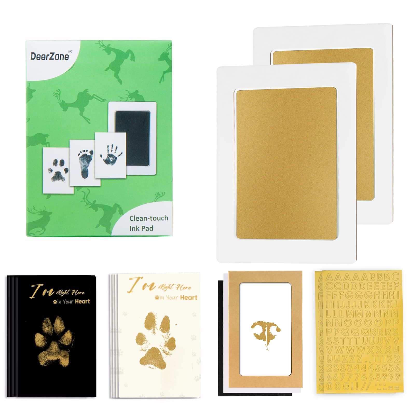 DeerZone Inkless Paw Print Kit,Dog Paw Print Kit,Dog Nose Print Kit,Clean Touch Ink Pads and Imprint Cards,Pet Paw Print Impression Kit for Dogs Cats