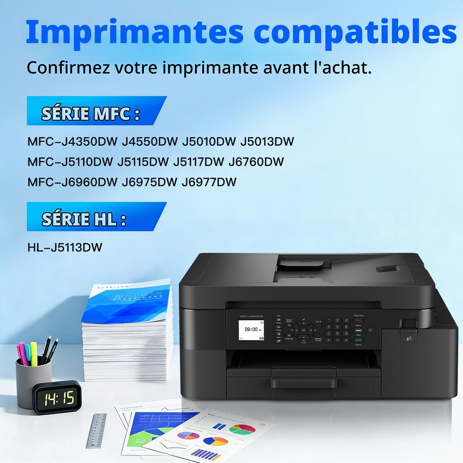 LC527XL LC527VAL Lot de 4 Cartouches d'encre MFC-J4550DW pour Brother LC527 | Compatibles pour Brother LC527XLVAL MFC-J4350DW J4550DW MFC 4350DW 4550DW 4350 4550 DW Imprimantes Noir Cyan Magenta Jaune