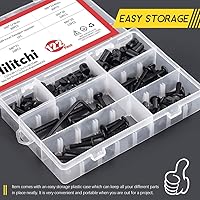 Vista 6 de Hilitchi M6 - Juego surtido de 120 tornillos de cabeza hexagonal negra, tuercas de barril para cuna, cama de bebé, muebles, cunas y sillas