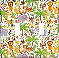 Vista 19 de Cubierta de interruptor de luz de animales de la jungla Tigre Koala Jirafa linda, cubierta de interruptor de pared de palanca única decorativa de 1