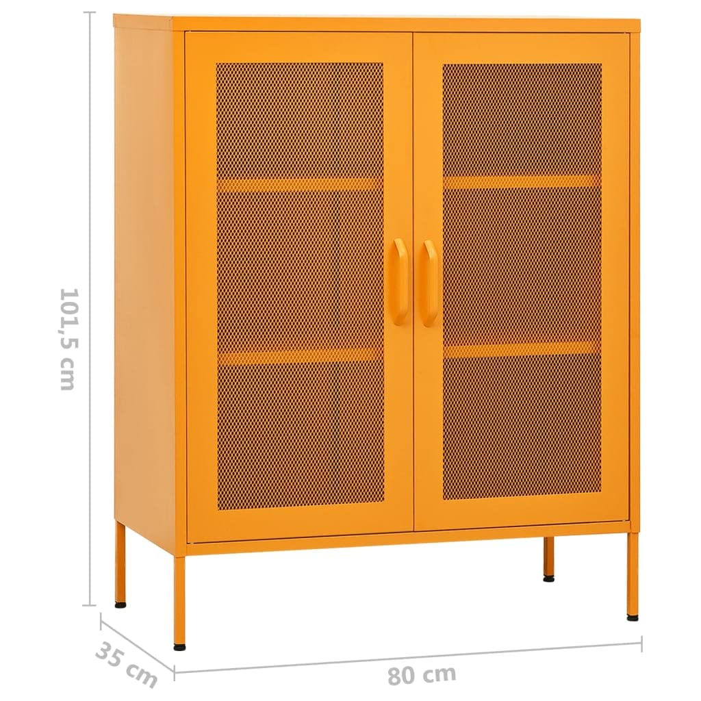 Armadio da ufficio, autoportante, in metallo, per aziende, ufficio, scuola, giallo senape, 80 x 35 x 101,5 cm, in acciaio (facile da montare)