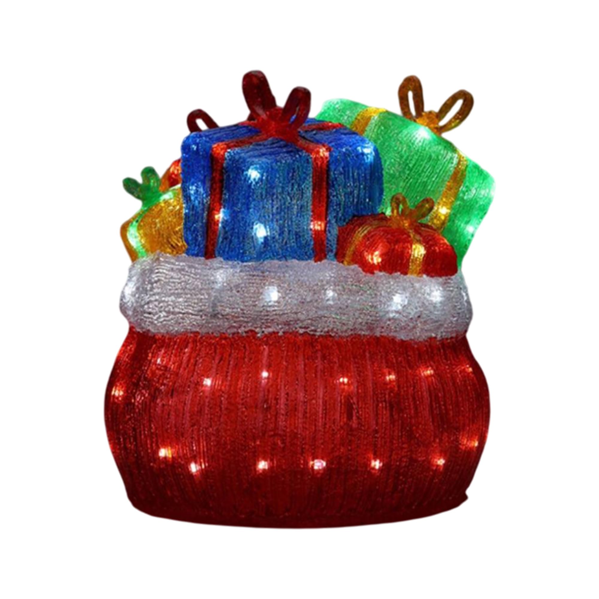 Sac Cadeau de Noël avec 96 LED Blanches 32x32x35 cm Well Home Décoration