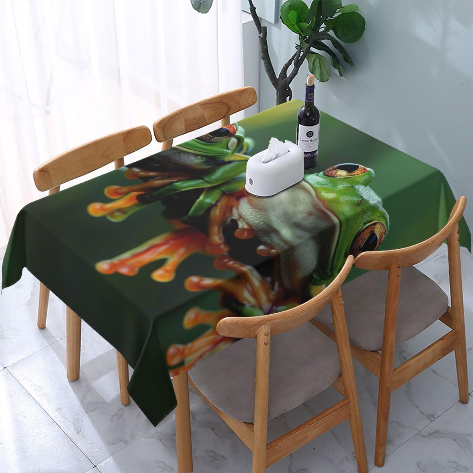 WPKJU Funny Frogs Printed Tablecloth Water Resistant Table Cover Washable Rectangle Table Cloth for Tables 54x72 in
