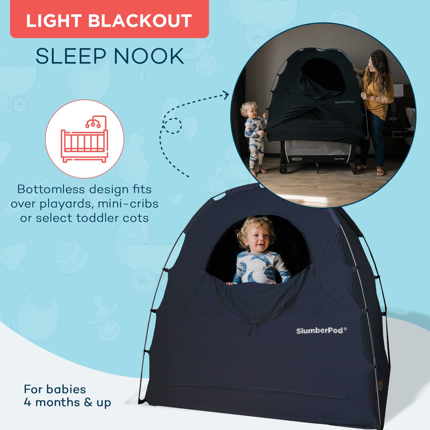 SlumberPod Portable Privacy Pod Blackout Canopy Crib