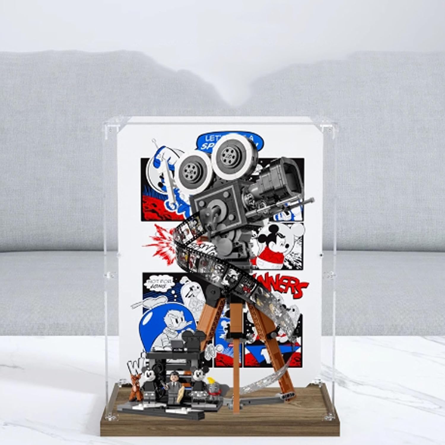 Transparent Acrylic Display Case,for Lego 43230 Camera Model ,Clear Box,Storage Box,Display Box,Compatible with 43230 Model. (Display Box only) (Wooden Base)