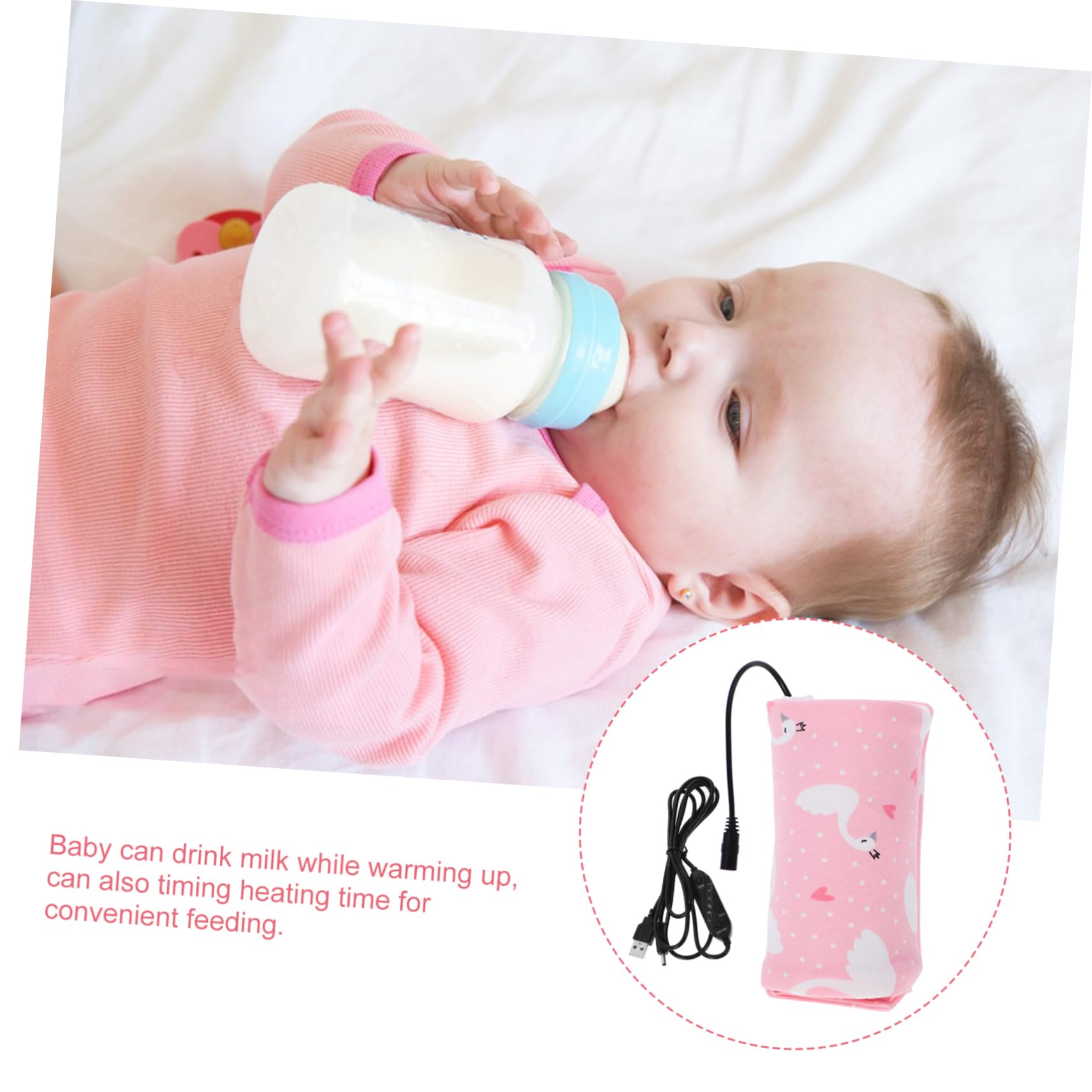 Toyvian 3piezas Bolsa Térmica para Biberones USB Calentador Portátil De Leche Aislante Térmico para Alimentación Infantil Diseño Individual y para Viajes y Paseos Bebés