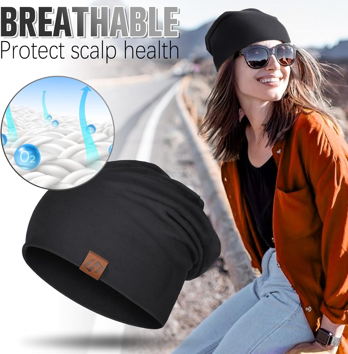 Beanie Cotton Soft and Skin Friendly Unisex Beanie Hat Beanies Hats Men Slouchy Beanie Hats for Women - Image 4