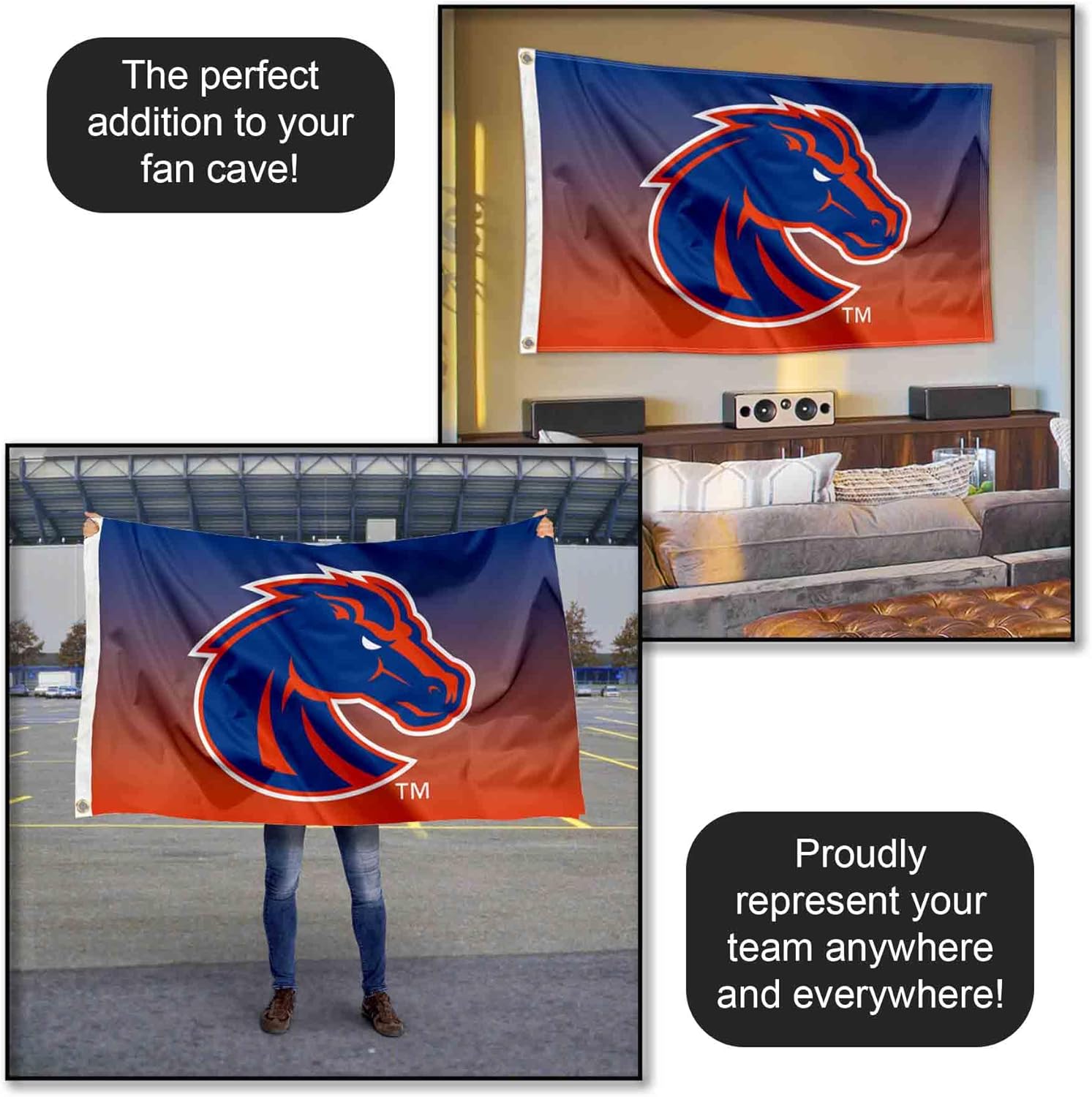 Boise State Broncos Two Tone Gradient Banner Grommet Flag