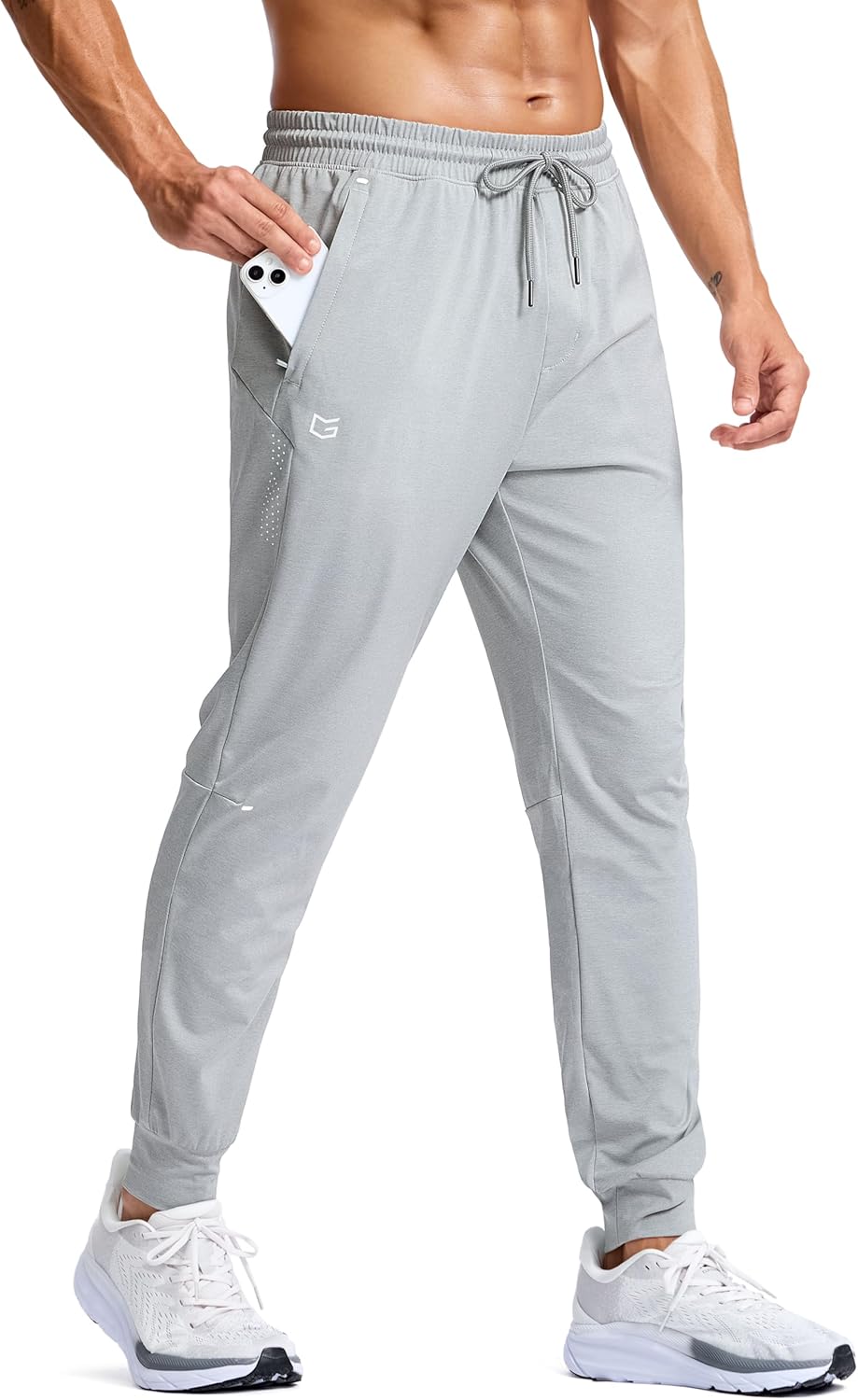 G Gradual Men's Joggers with Zipper Pockets Athletic Workout Gym Pants Stretch Running Track Jogging Sweatpants for Men