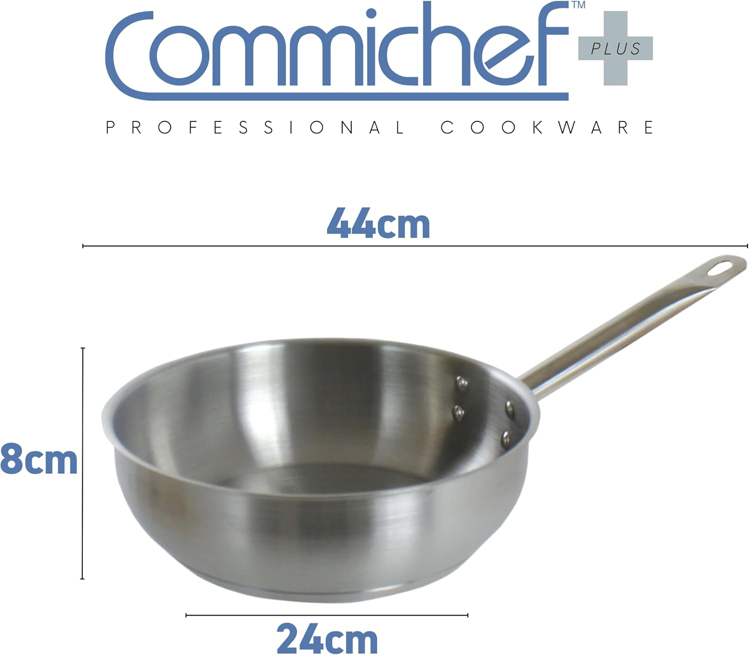 Plus Superior Blend Stainless Steel Sauté Pan without Lid, Strong Corrosion Resistance, 20cm