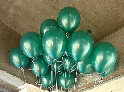 AMFIN® (Pack of 50) Dark Green Metallic Balloons with Matching Curling Ribbon for Birthday Decoration, Decoration for We