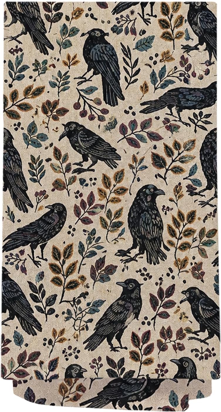Vintage Halloween Raven Hand Towels for Kitchen Bathroom 16x24