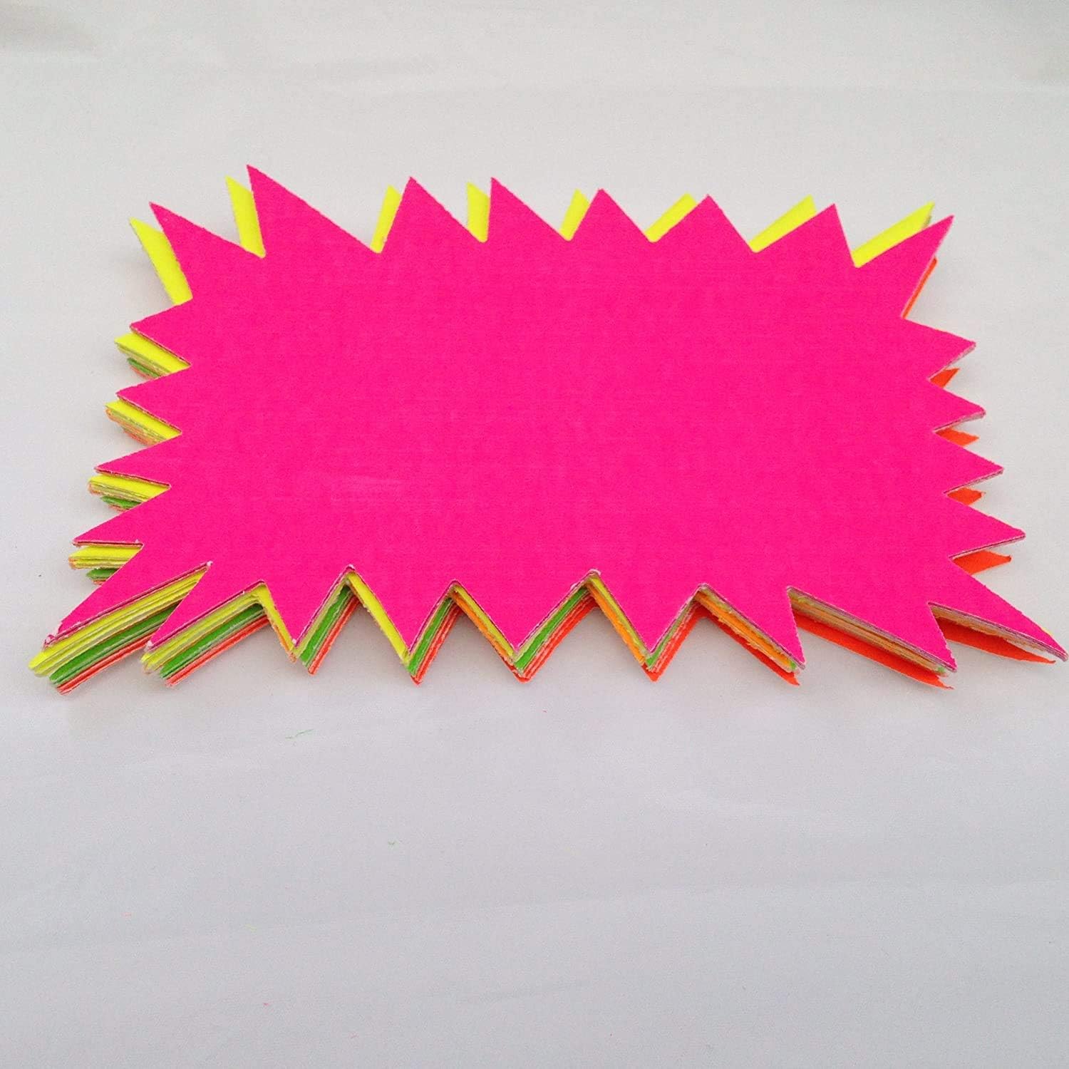 50 x neon flourescent stars - 15cm x10cm assorted neon flashs cards great for creative fun