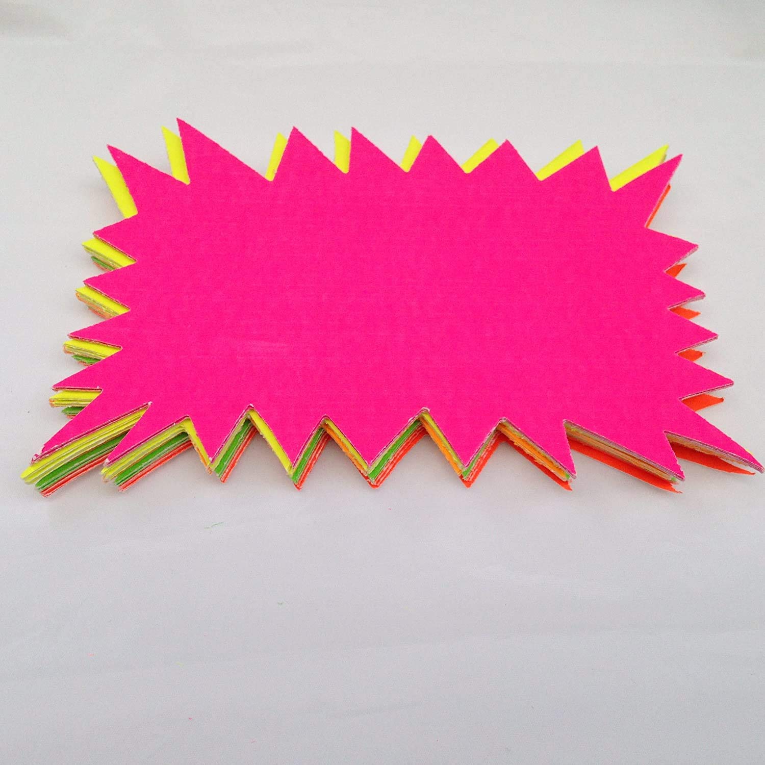 40 x neon flourescent stars - 15cm x10cm assorted neon flashs cards great for creative fun