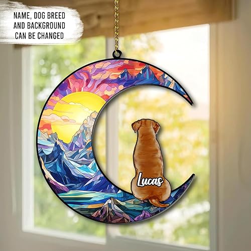 Miniatura 9 de Hyturtle Atrapasoles conmemorativo para perros, regalos para los amantes de los perros, un blanco con alas para colgar en la ventana del perro en la