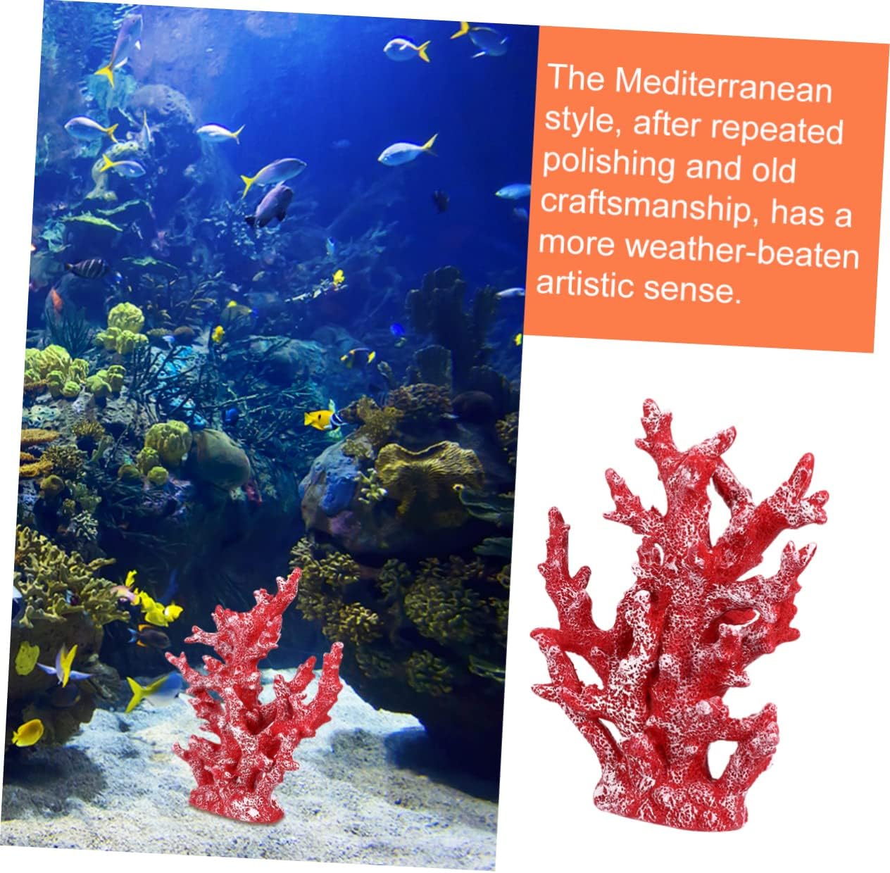 DOITOOL Resin Coral Ornament Mediterranean Style Artificial Coral Decoration for Aquariums Desktop Crafts Decor Material Design