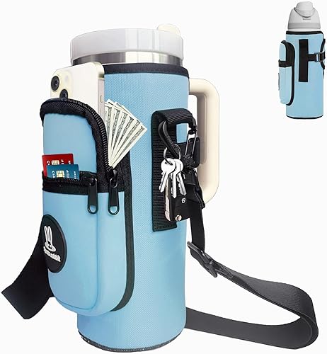 Miniatura 14 de Sports rabbit Soporte universal para botella de agua – Diseño híbrido duradero de Oxford y neopreno compatible con Stanley de 30/40oz con asa y