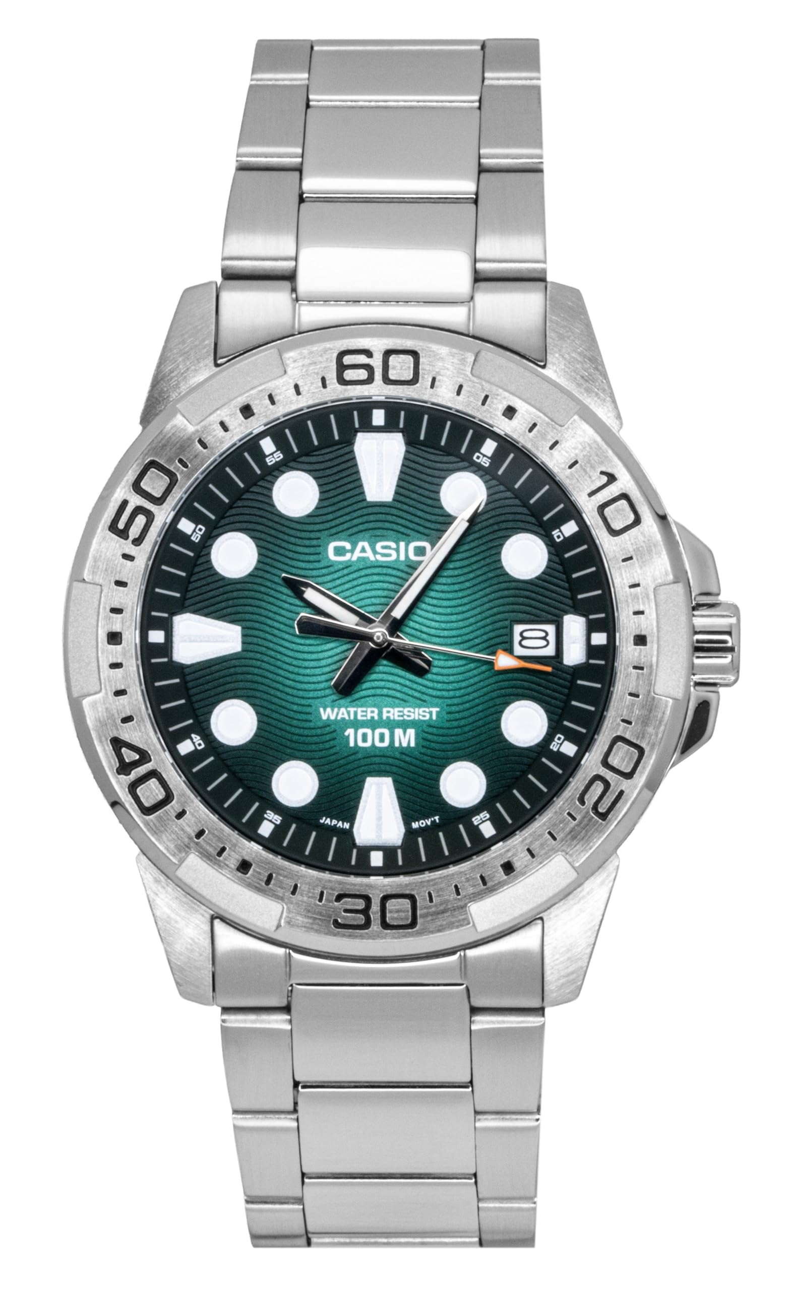 Casio MTD-140D-3AVDF – Reloj Hombre Estándar Analógico, Esfera Verde, Acero Inoxidable, WR 100M, Brazalete Acero, Fecha en oferta en Amazon