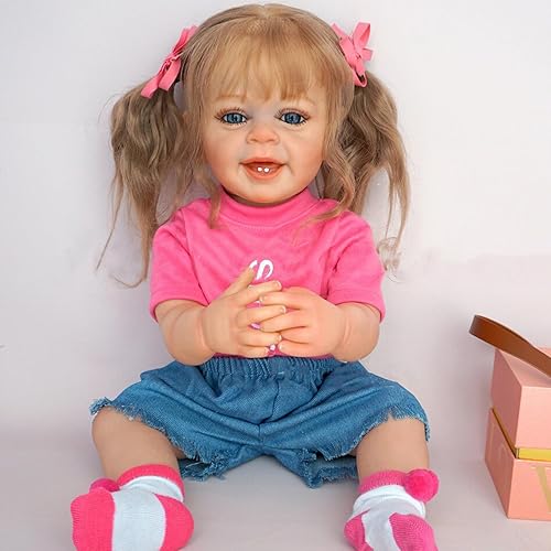 ROSHUAN Muñecas de bebé Reborn de silicona de cuerpo completo de vinilo para niña de 22 pulgadas, muñeca de bebé real, muñeca de bebé real, muñecas