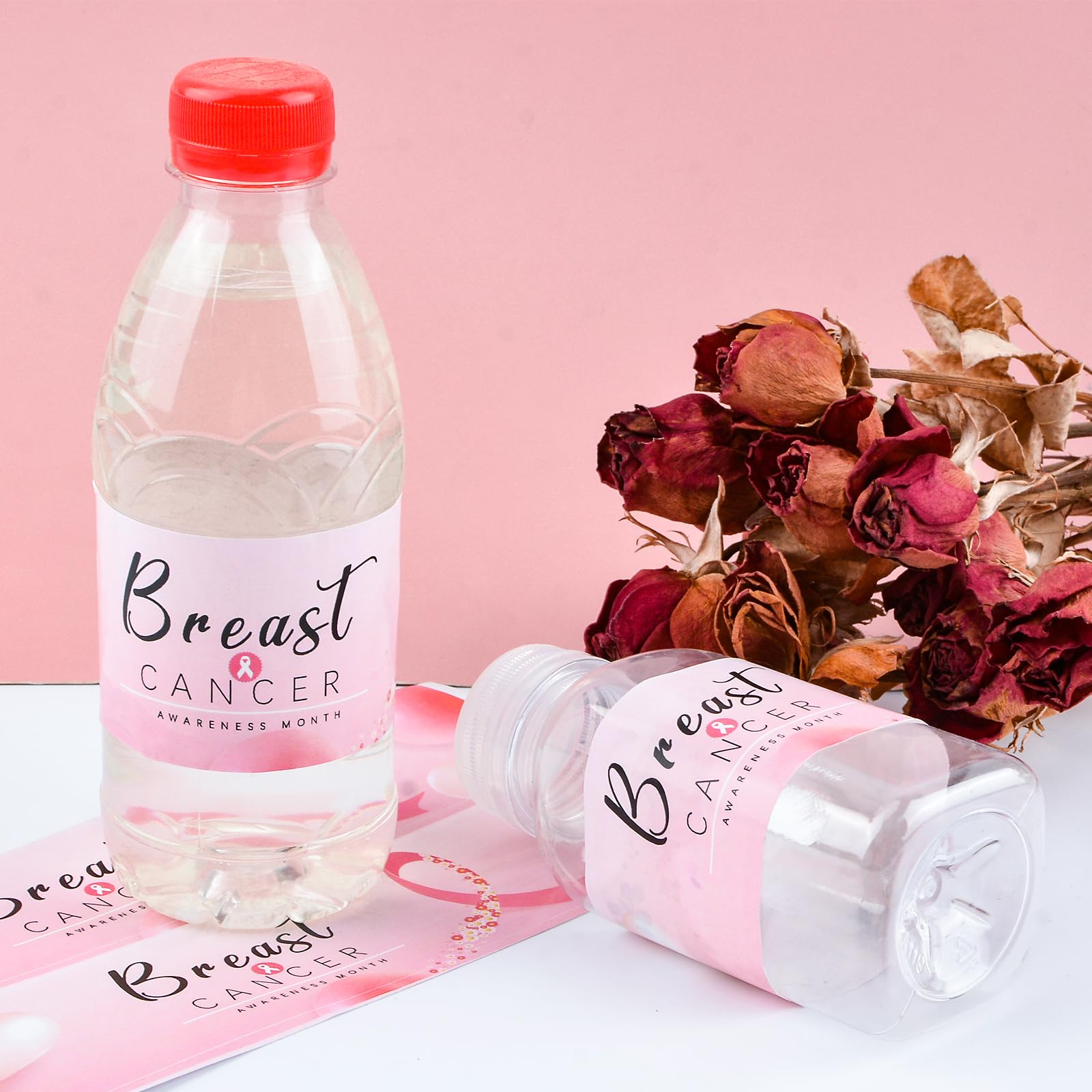 WANDIC Brustkrebs-Bewusstseins-Dekoset – Rosa Schleifen-Tischdecke & Wimpelkette Für Veranstaltungen
