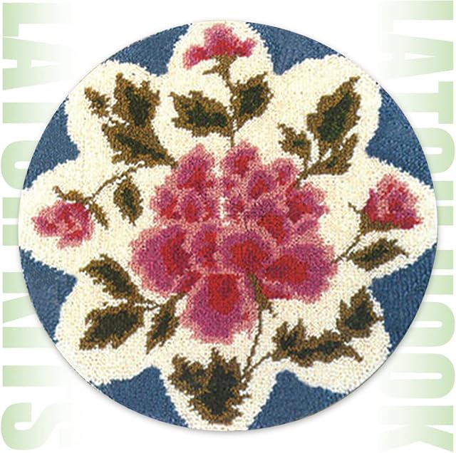 ebulous Latch Hook Rug Kits, DIY Crochet Yarn Cushion for Home Decoration, Latch Hooking Craft Kit for Adults Kids with Color Pre Printed Canvas Pattern Design (Pattern 2, 20 x 20 in)