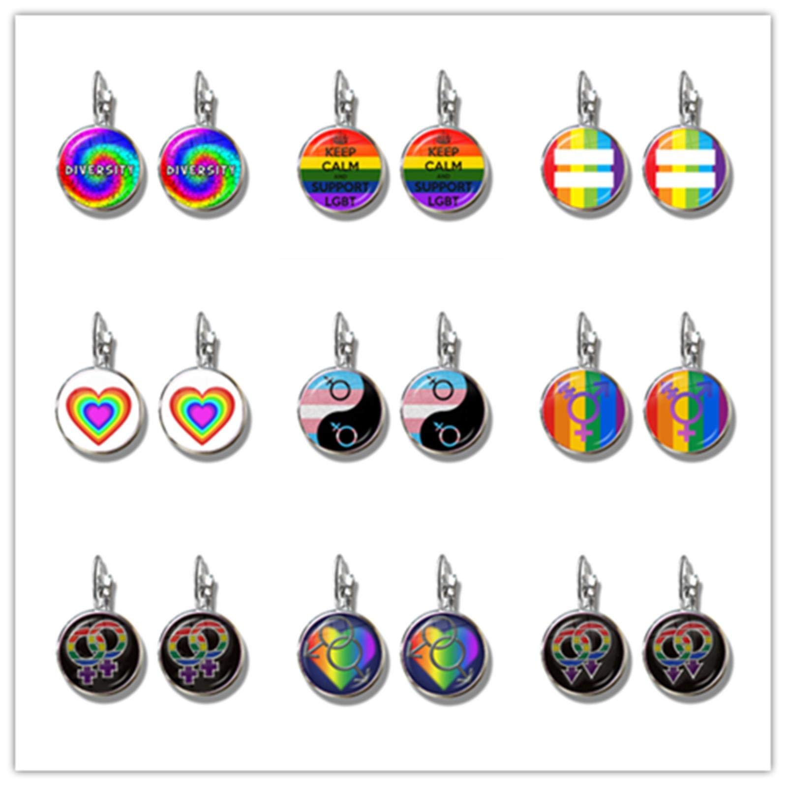 Orecchini pendenti a forma di cuore con orgoglio demisessuale Gay & Lesbiche LGBT Pride Gifts Gioielli arcobaleno.., Ferro