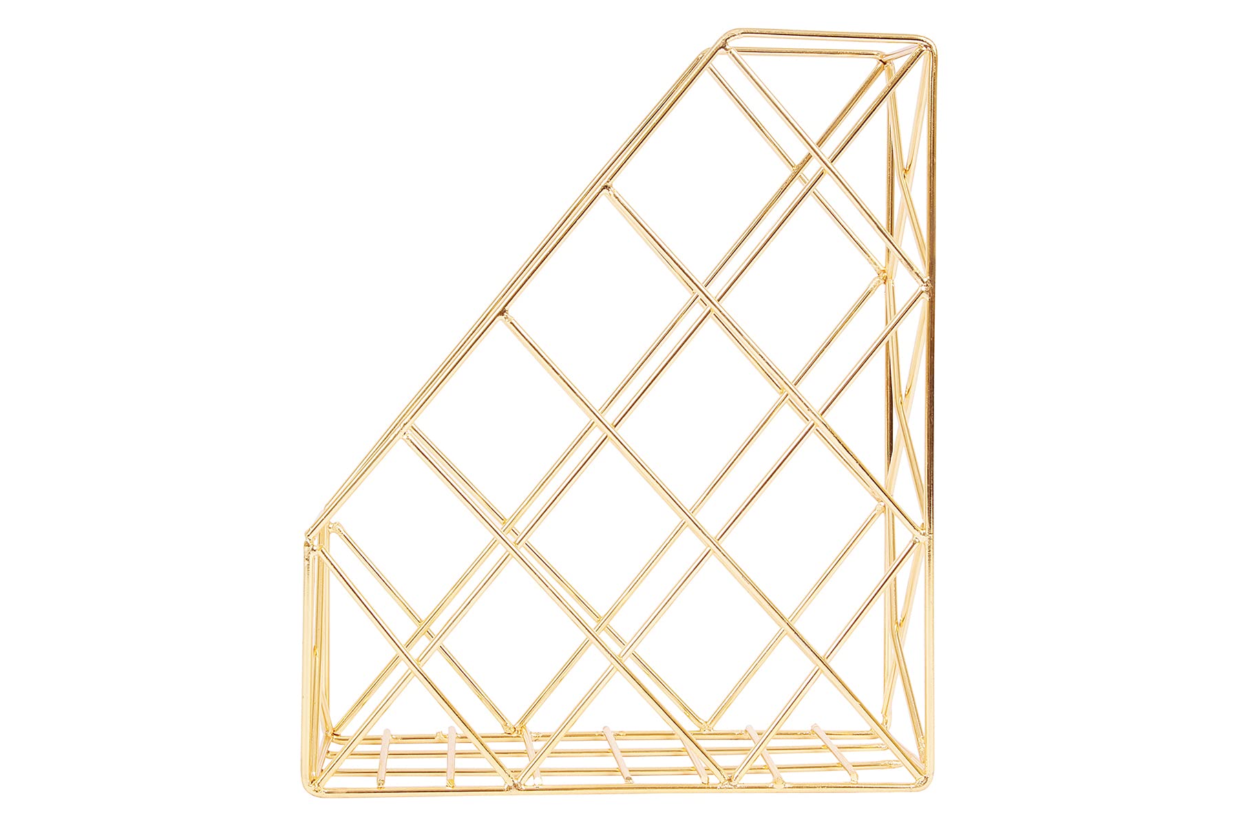 Indian Artisans� Multipurpose Metal Wire Slant Magazine Newspaper Document Holder Tabletop File Holder Decorative Storage File Organizer rack Living room storage organizer (Color: Gold)-image-24